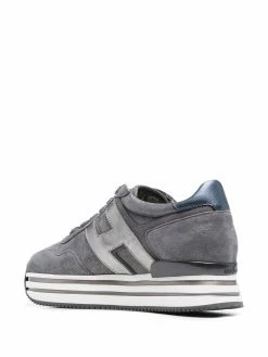 Hogan baskets en cuir H482 à plateforme rayée