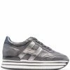 Hogan baskets en cuir H482 à plateforme rayée