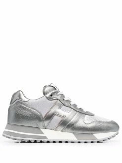 Hogan baskets en cuir métallisé