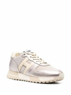 Hogan baskets métallisées à patch logo