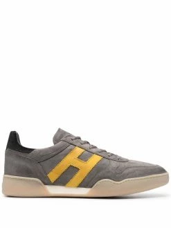 Hogan baskets en daim à rayures latérales