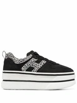 Hogan baskets en cuir à imprimé léopard