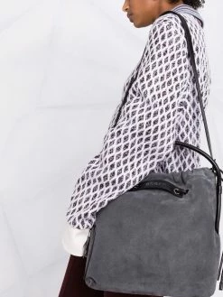 Hogan sac cabas en daim à liseré en cuir